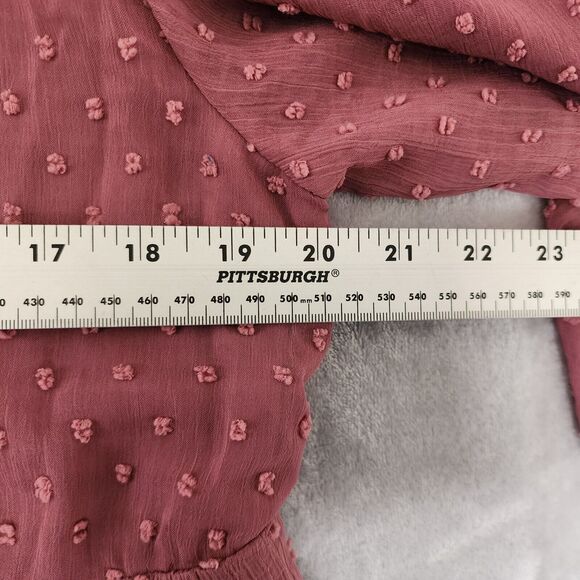 Umgee Dress Womens Large Crotched Lace Puff Sleeve Babydoll Mini Swiss Dot - Picture 7 of 10